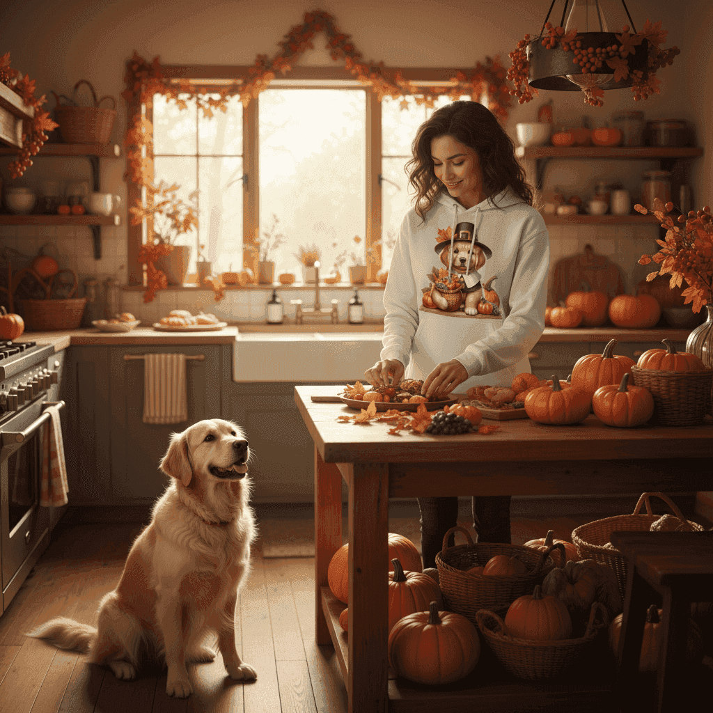 Golden Retriever Thanksgiving Hoodie - Puppy Turkey Hat Sweatshirt - Purrfect Pet Haven