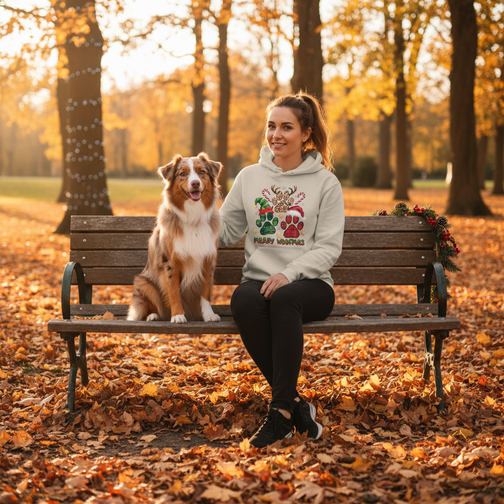 Sand Natural Merry Woofmas Hoodie Lifestyle