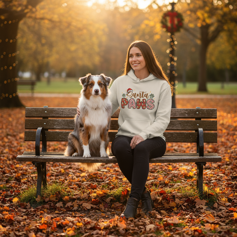 Sand Natural Santa Paws Hoodie Lifestyle