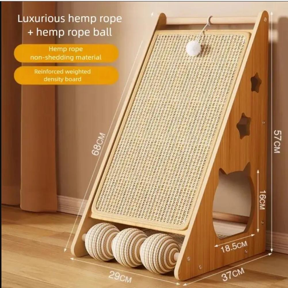 Wefulfil Scratching Board Tower made with hemp rope and weighted density board for cats