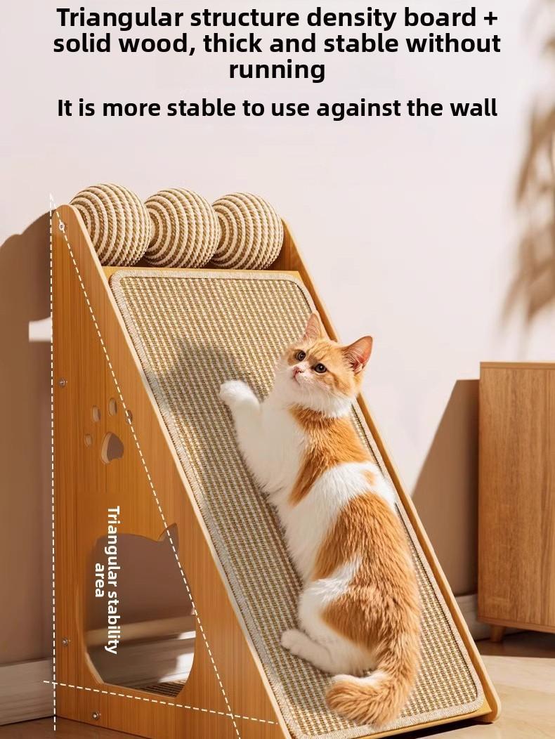 Wefulfil Scratching Board Tower with triangular wooden structure and textured surface for cats