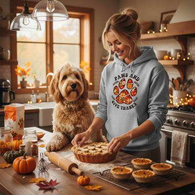Sport Gray Paws and Give Thanks Hoodie Thanksgiving Lifestyle