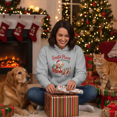 Sport Gray Santa Paws is Coming Hoodie