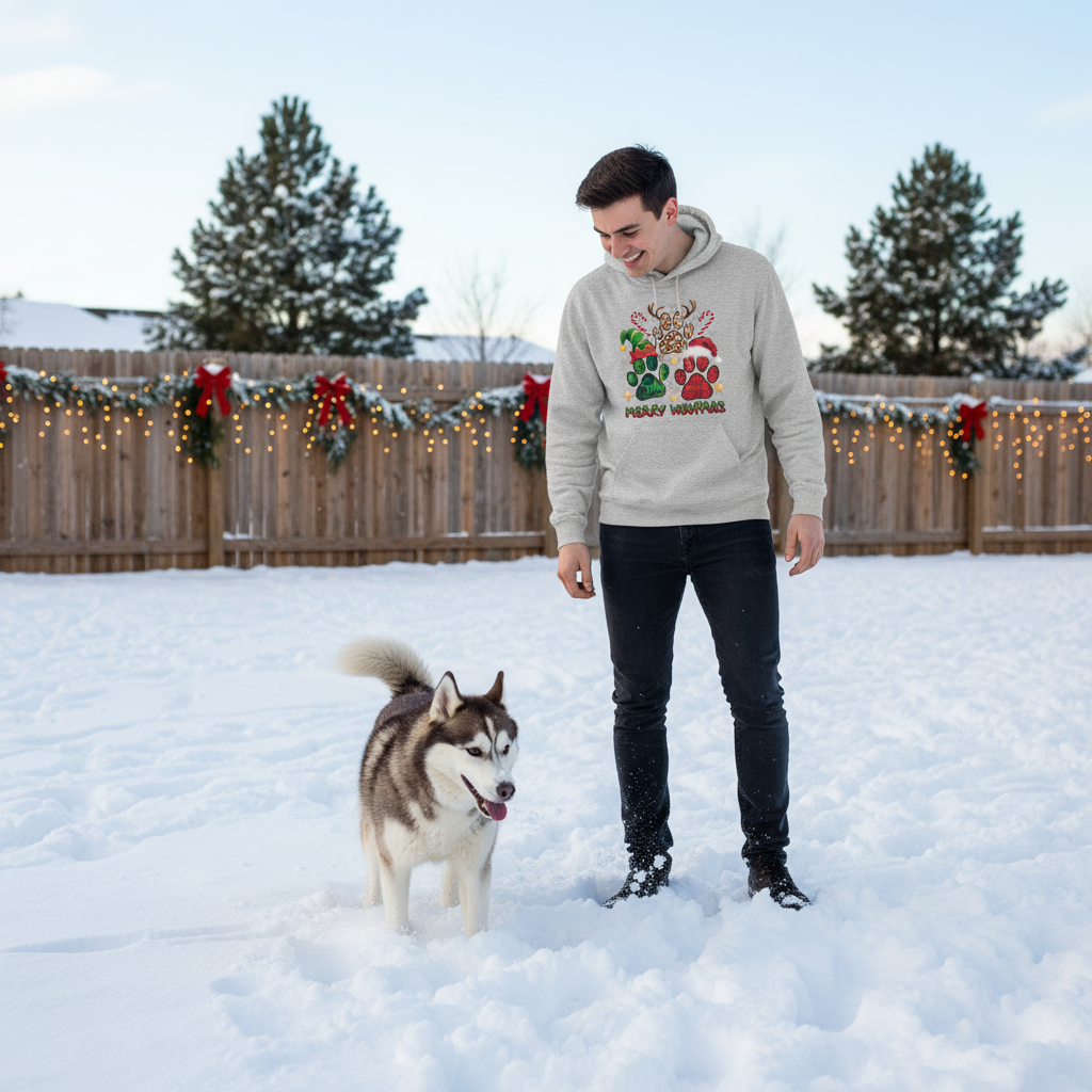 Sport Grey Merry Woofmas Hoodie Lifestyle