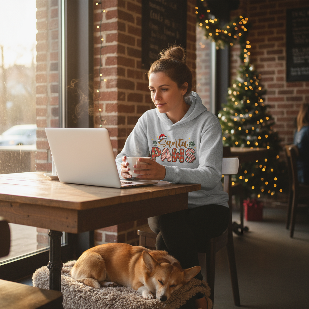 Sport Grey Santa Paws Hoodie Lifestyle