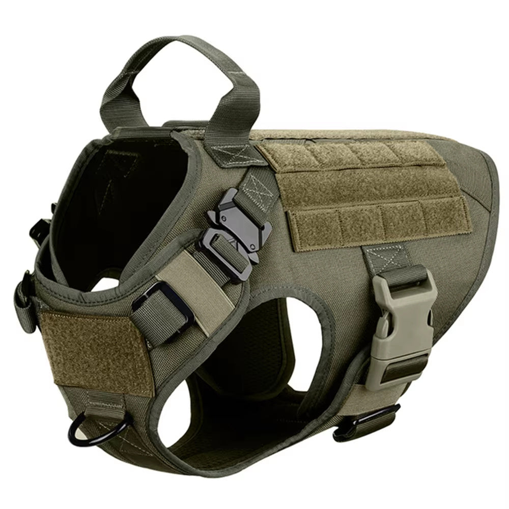 Wefulfil Tactical Service Dog Vest Harness in olive green with adjustable straps and durable buckles