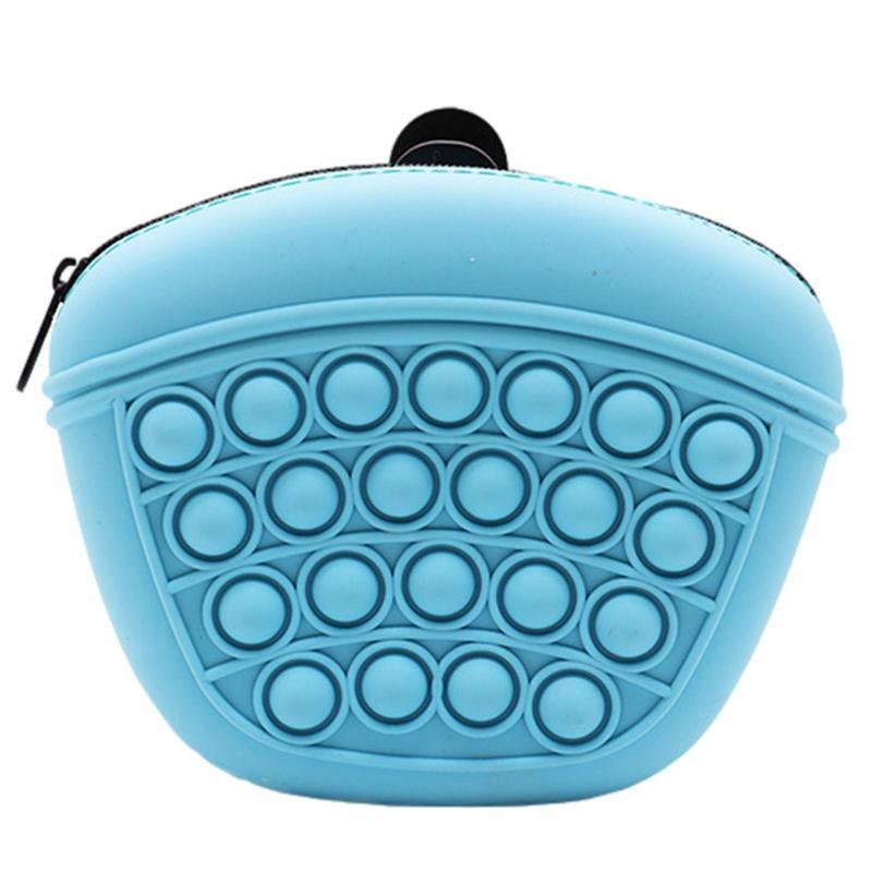 Wefulfil blue silicone Treat Pouch Bag with bubble pop design and zipper closure for pets
