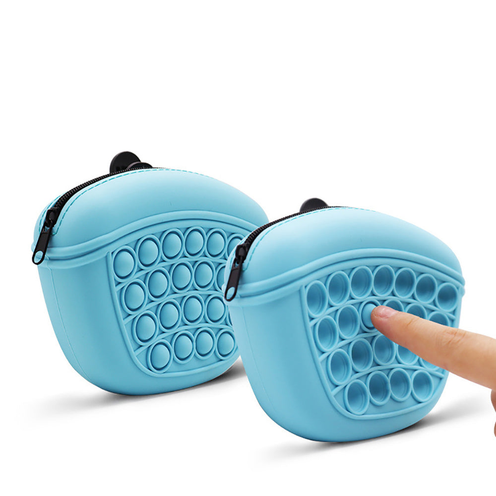 Wefulfil blue Treat Pouch Bag with pop bubble fidget feature and zipper closure for pet supplies