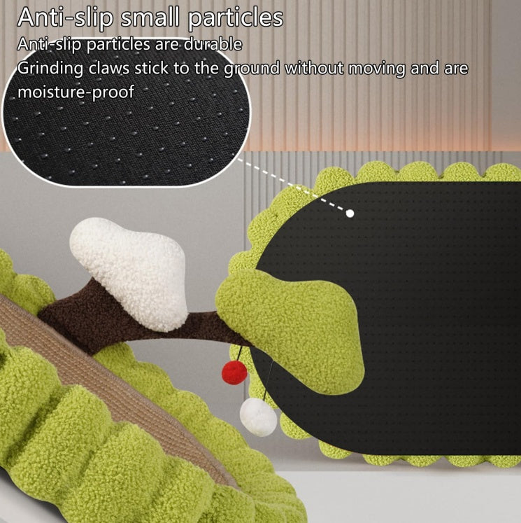 Wefulfil Tree Scratching Post with anti-slip small particles and plush green and brown design
