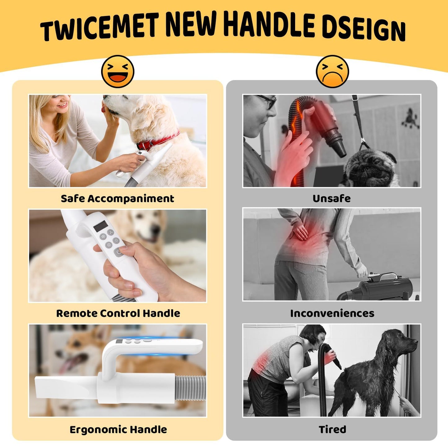 Wefulfil Pet Grooming Vacuum Cleaner with ergonomic handle and remote control for safe pet grooming