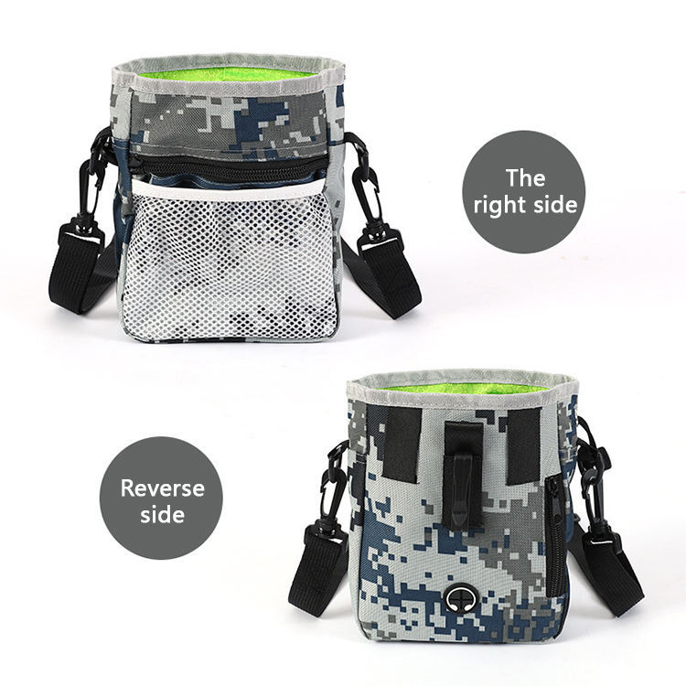 Wefulfil Training Treat Utility Pouch with camouflage design, mesh pocket, and adjustable strap for pet training