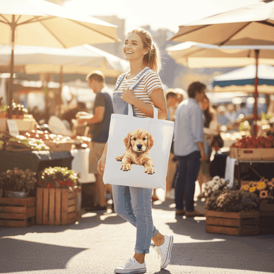 Golden Retriever Puppy Tote Bag - Adorable Baby Dog Canvas - Purrfect Pet Haven