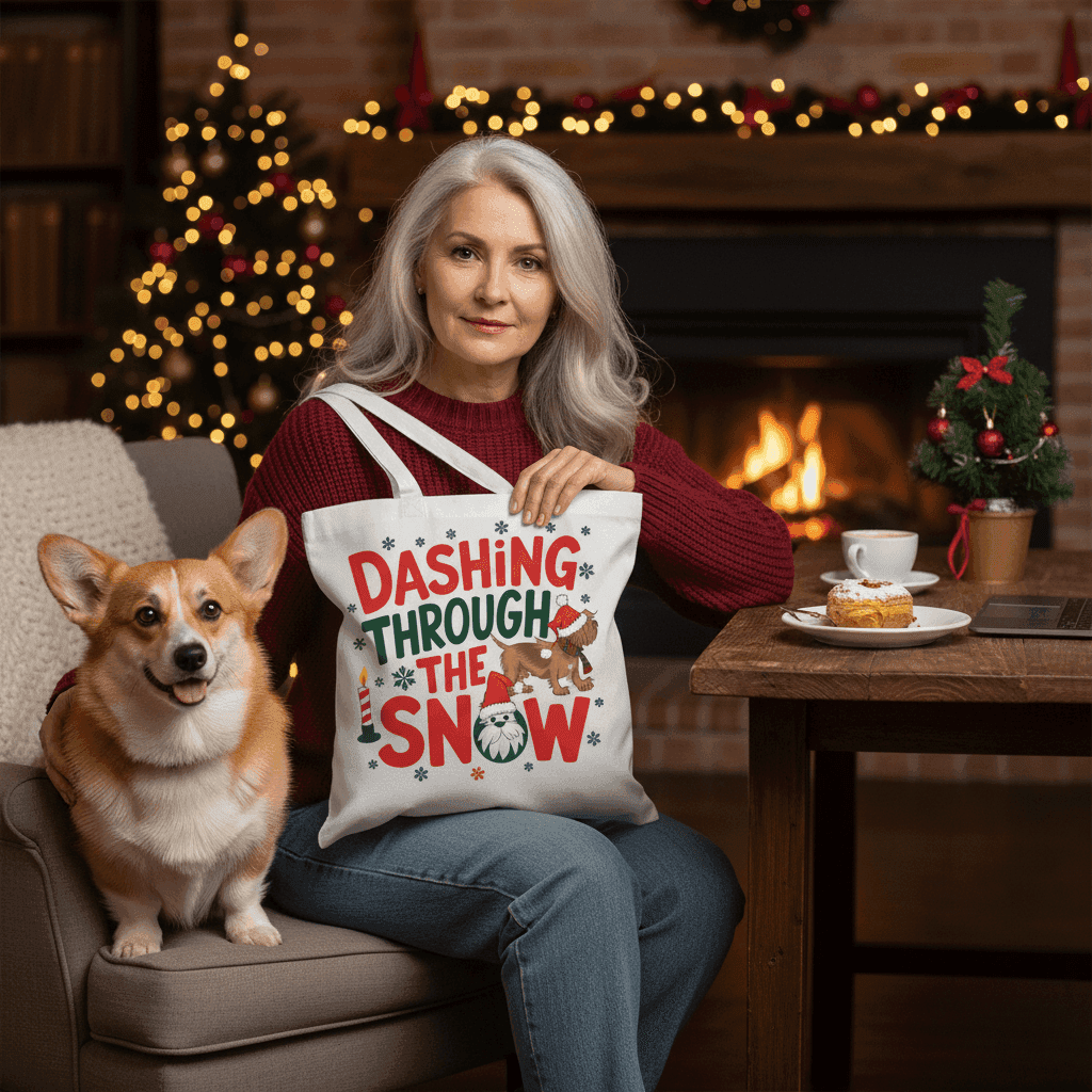 Dashing Through the Snow Holiday Tote for Dog Lovers - Canvas - Purrfect Pet Haven