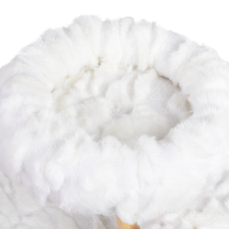 White Plush Natural Cat Tree cozy soft top plush bed for cats by Wefulfil