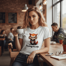 Try Me Cat Coffee Tee - Funny Sarcastic T-Shirt - Purrfect Pet Haven