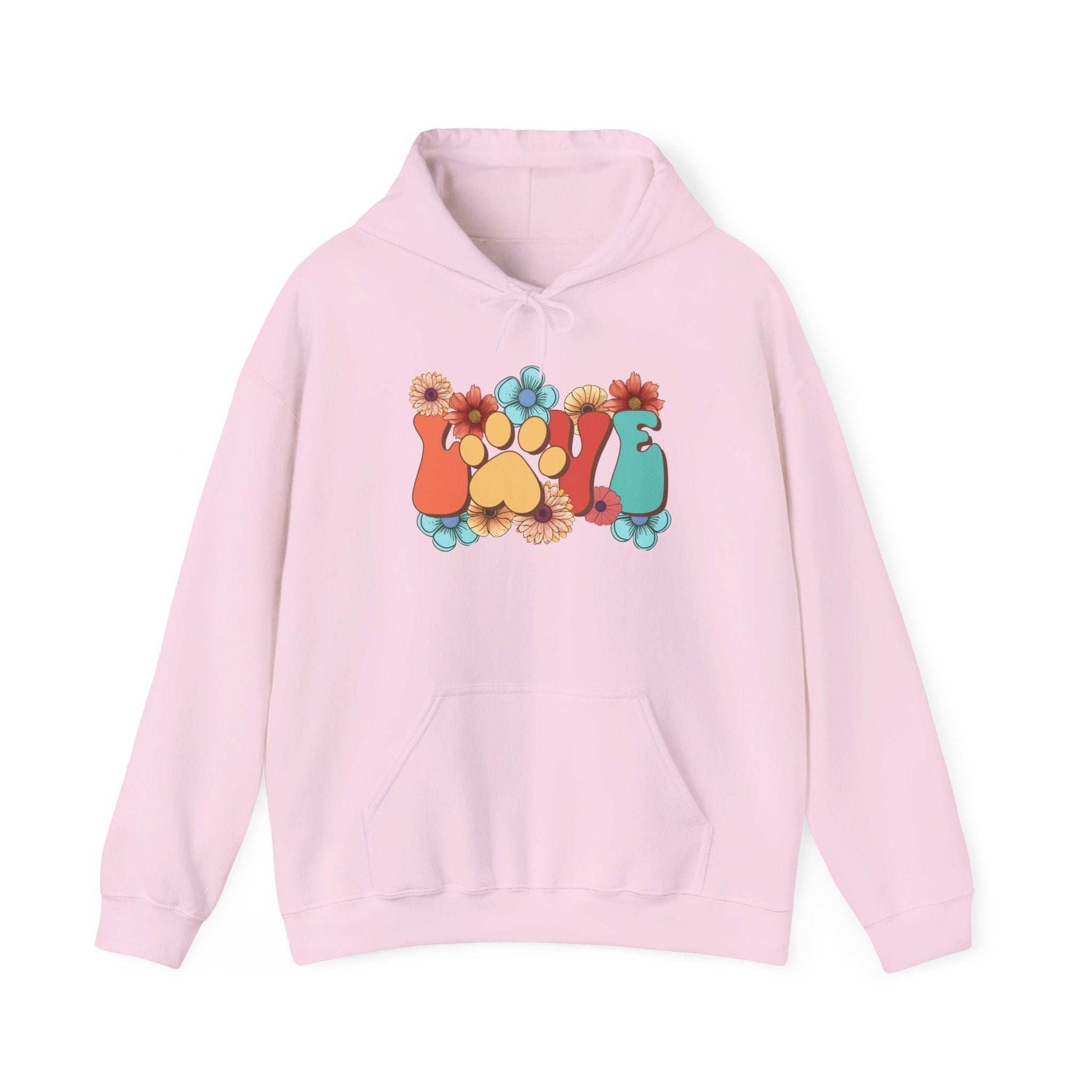 Colorful Floral Paw Print Hooded Sweatshirt - Animal Lover Hoodie - Purrfect Pet Haven