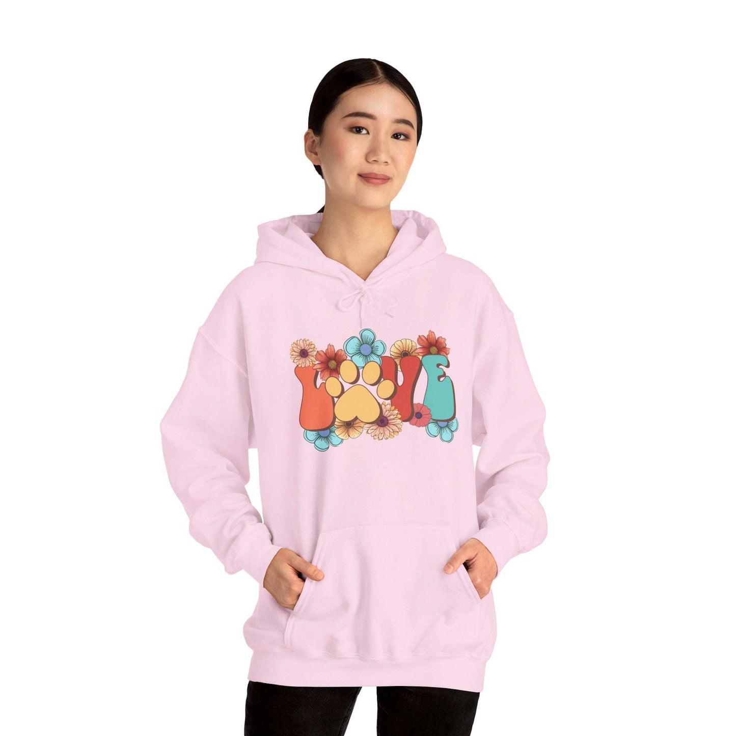 Colorful Floral Paw Print Hooded Sweatshirt - Animal Lover Hoodie - Purrfect Pet Haven