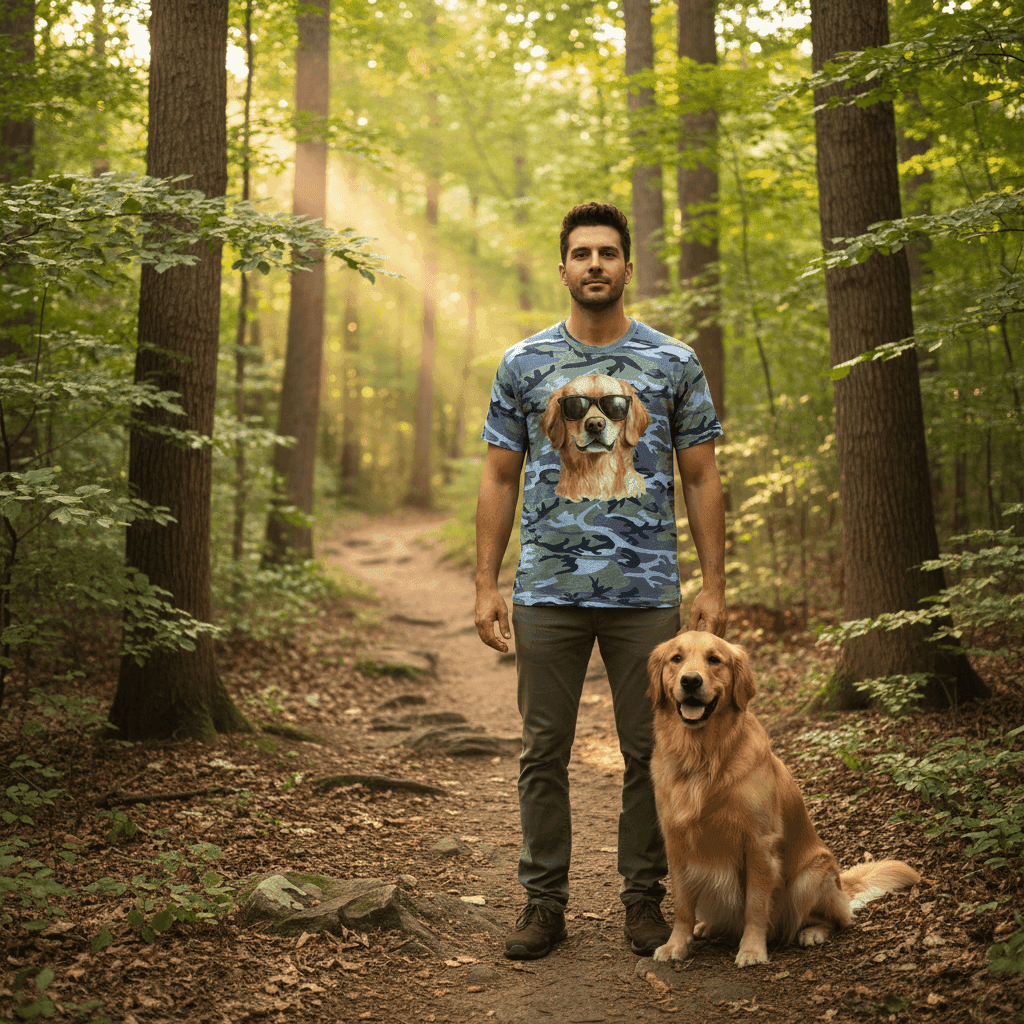 Golden Retriever Camo Tee - Cool Dog with Sunglasses - Purrfect Pet Haven