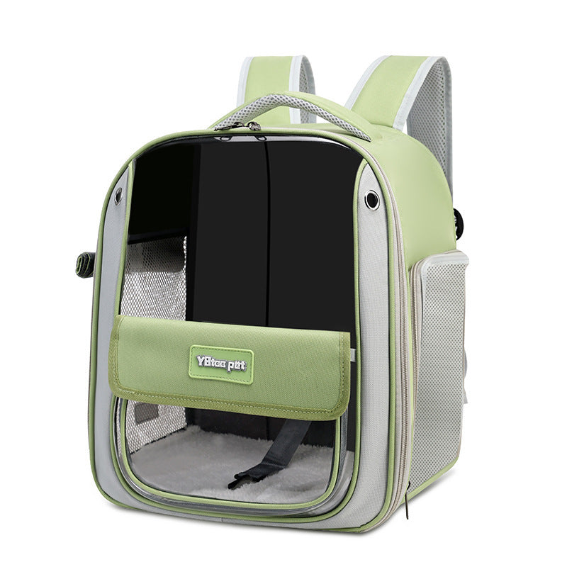 Dropshipman green large cat carrier backpack with mesh panels padded interior shoulder straps and side pockets