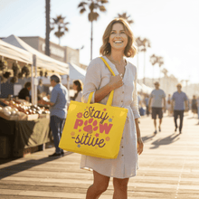 Stay Pawsitive Tote Bag with Paw Prints for Pet Lovers - Purrfect Pet Haven