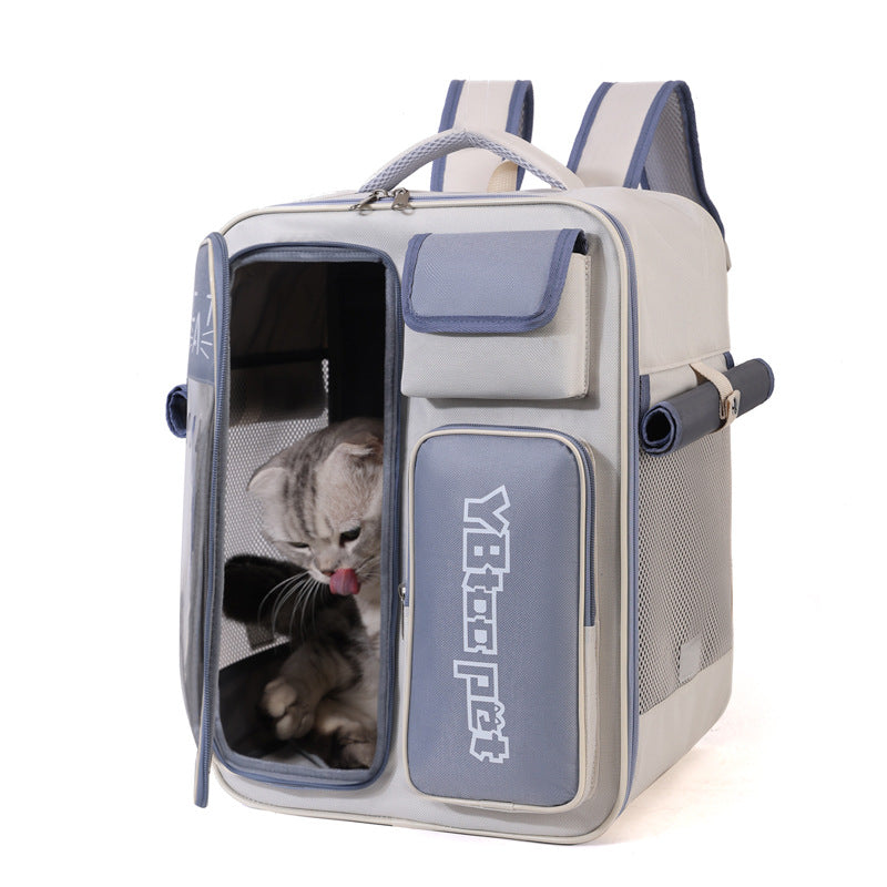 Dropshipman gray blue cat backpack carrier with mesh panels front pocket and comfortable padded straps