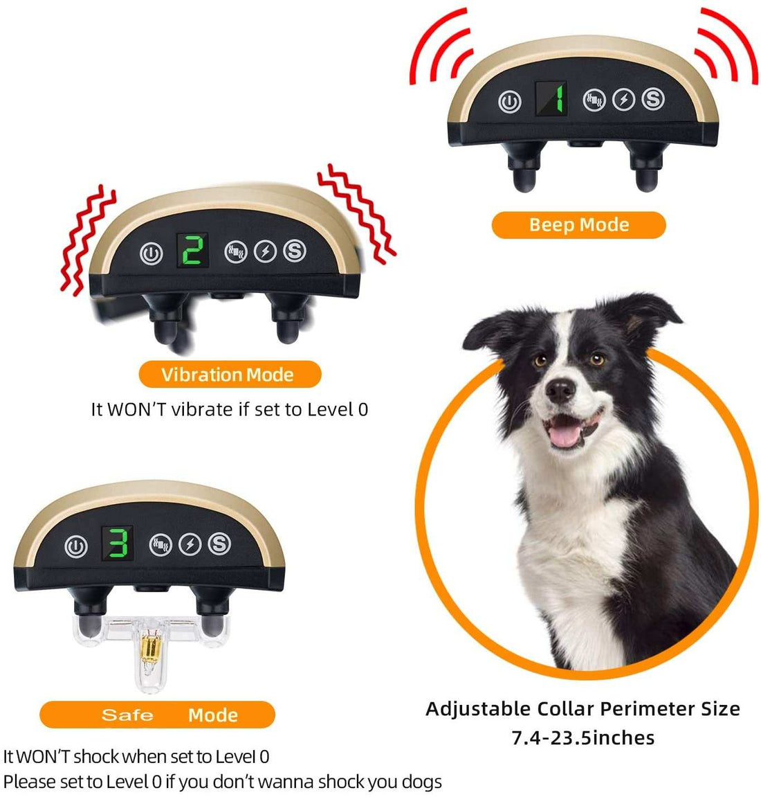 Color Screen Dog Trainer Super Long Remote Control Waterproof Dual Power Display Electric Shock Collar