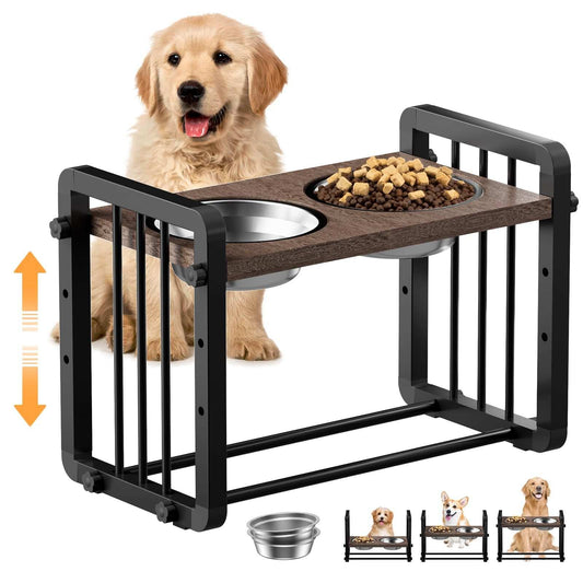 H-shaped Iron Frame 3 Height Elevated Dog Bowl