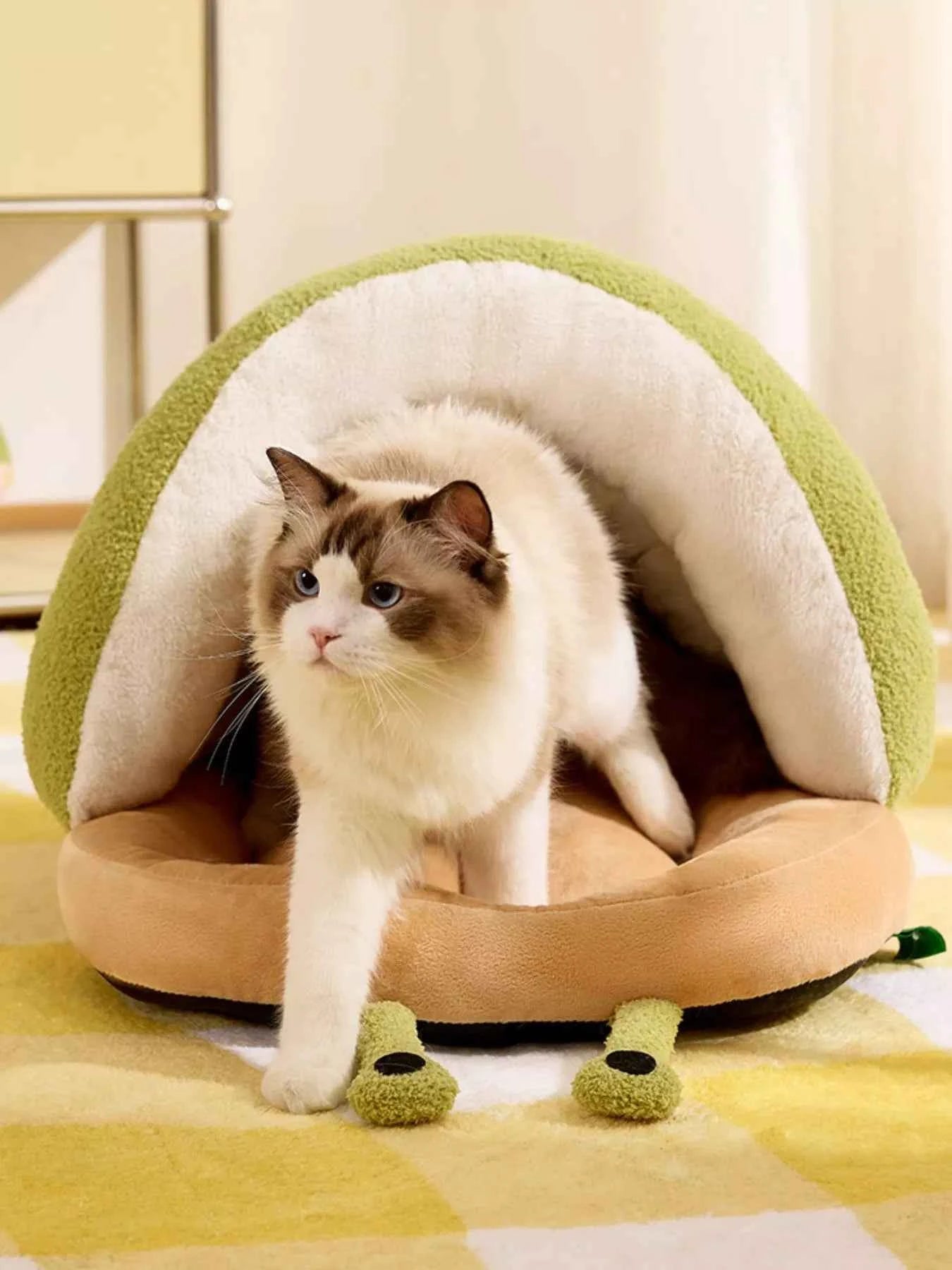 Cozy Caterpillar Shape Pet Nest with Plush Interior