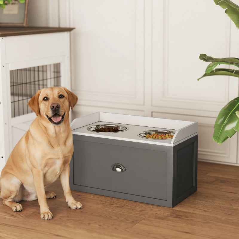 Elevated Dog Bowls - Pet Feeding Station With Storage