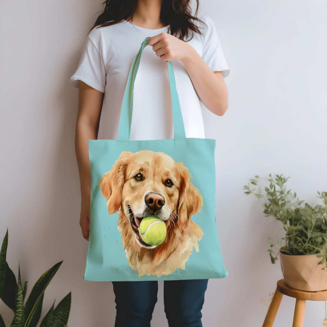 Golden Retriever Tote Bag with Tennis Ball Design - Purrfect Pet Haven