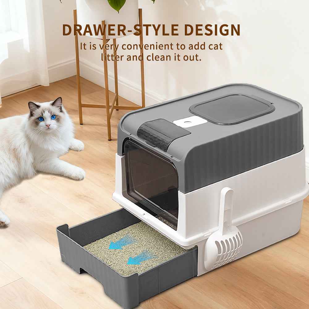 Cat Litter Box - Large Enclosed Flip-Top