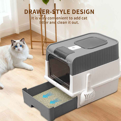 Cat Litter Box - Large Enclosed Flip-Top