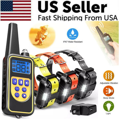 Dog Training Collar - 3000 FT Remote Waterproof Rechargeable