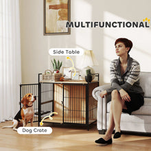 Dog Crate Furniture Side Table With Rotatable Bowls - Premium Pet Kennel End Table