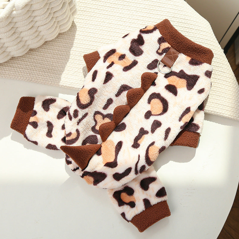 Dino Roar Fleece - Leopard Print Dog Hoodie