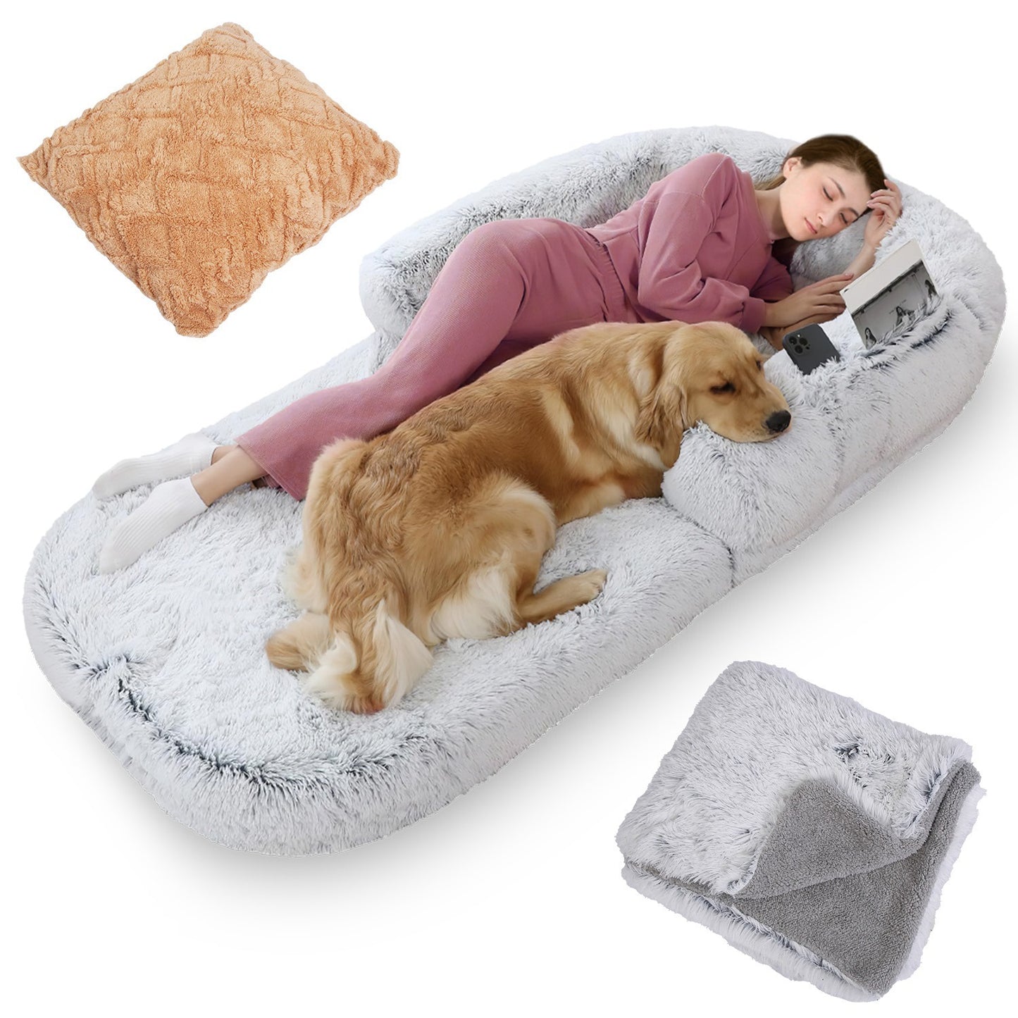 Large Foldable Human Size Dog Bed With Pillow