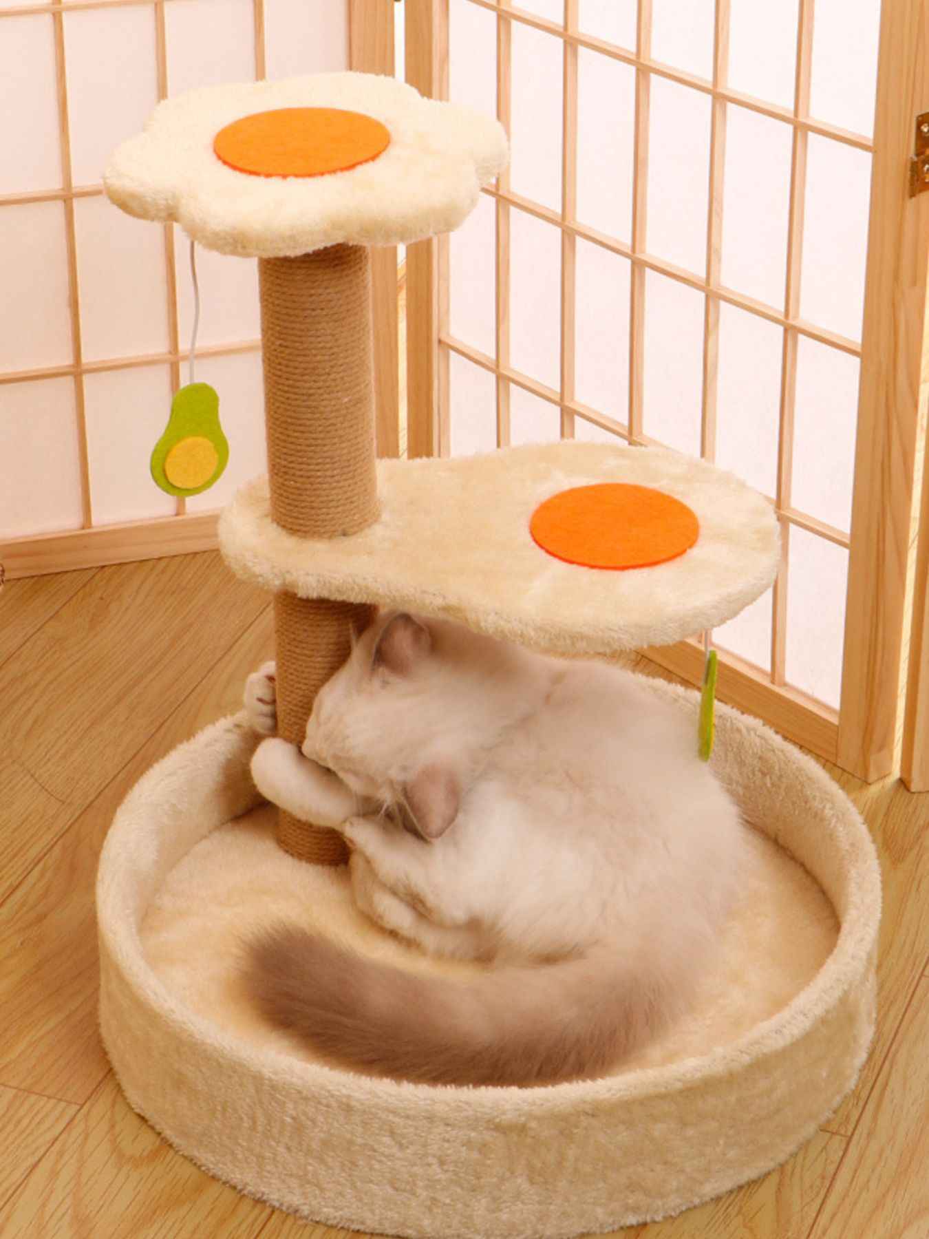 Cat Scratching Post with Cat Bed and Toy