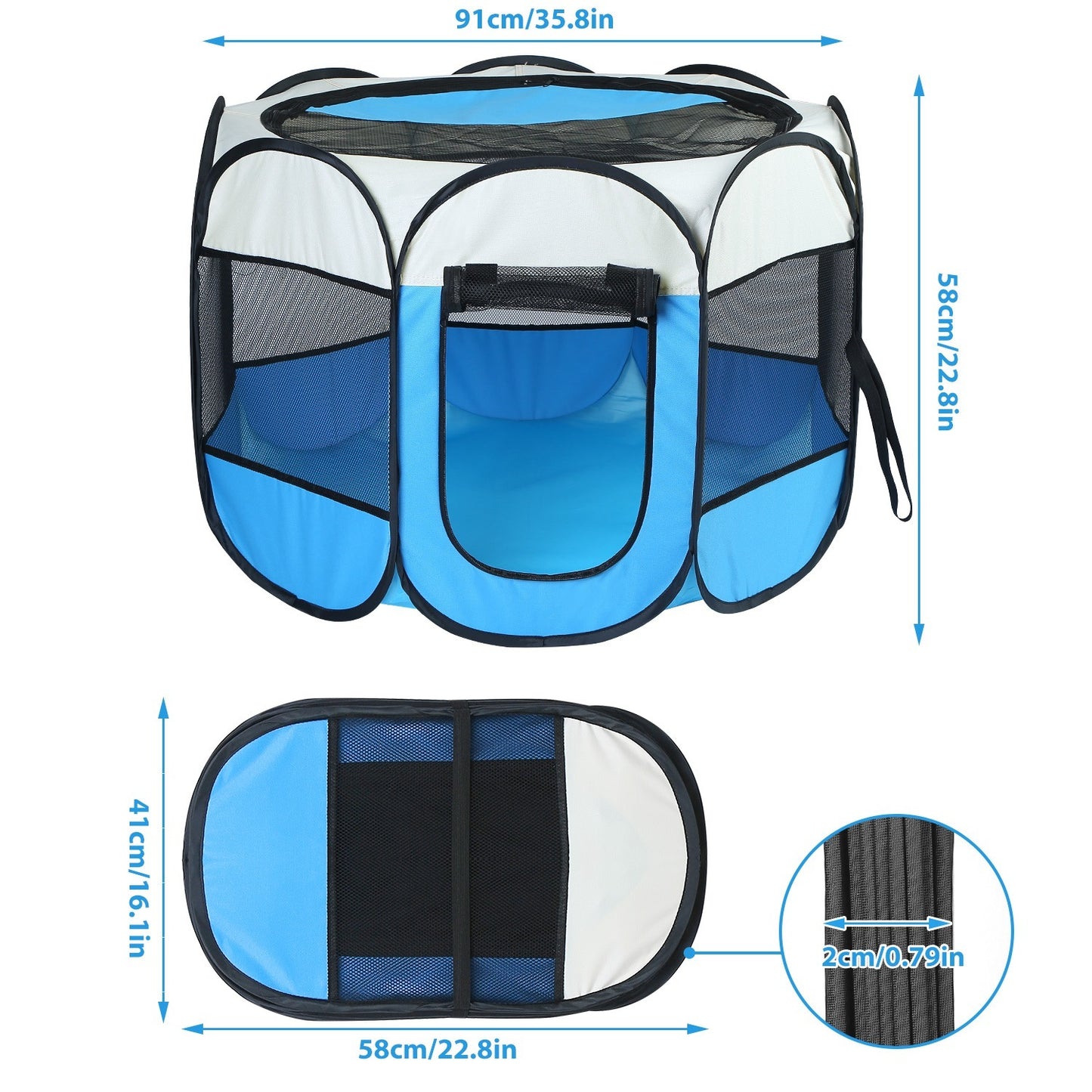 Portable Foldable Pet Tent - 8-Panel Exercise Pen with Dual Zippers