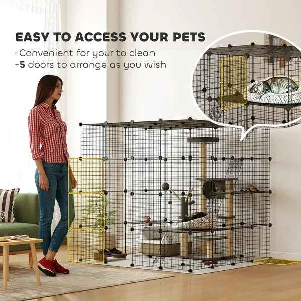 55-Inch Cat Enclosure - 4-Level Indoor Cage for 1-3 Cats - Purrfect Pet Haven