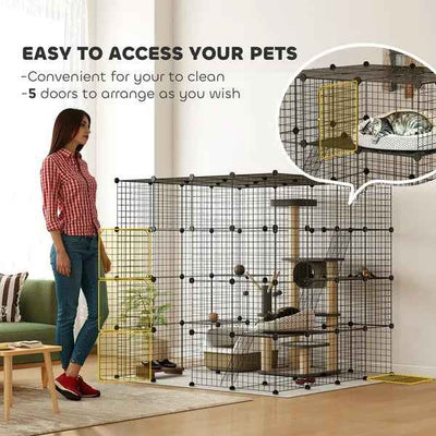 55-Inch Cat Enclosure - 4-Level Indoor Cage for 1-3 Cats - Purrfect Pet Haven
