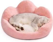 Fluffy Cat Couch Bed - Washable Round Pet Sofa With Non-Slip Bottom