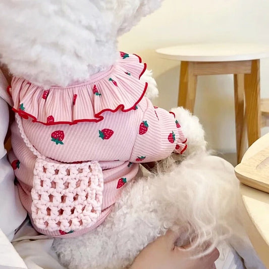 Summer Thin Lace Ruffle Strawberry Pet Cat Dog Clothes