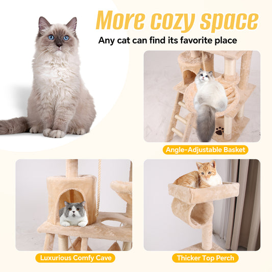 Multi-Level Cat Climbing Frame - Interactive Cat Tree Tower