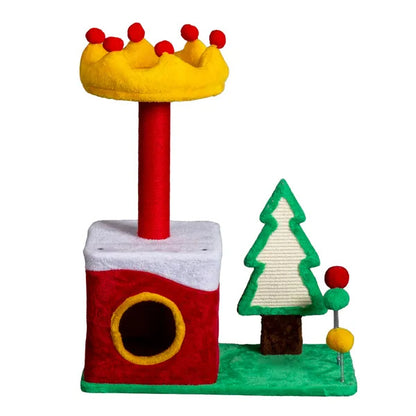 Holiday Crown Tree - Christmas Cat Tower with Condo