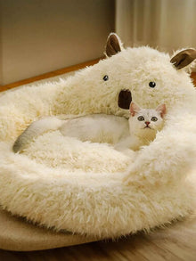 Cozy Bear-Shaped Plush Pet Nest