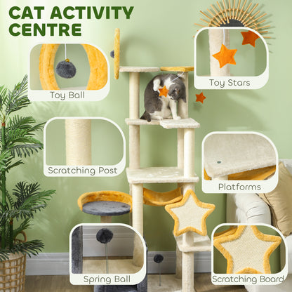 Cat Tree Moon and Star Theme - 63" Tall Condo Hammock Bed