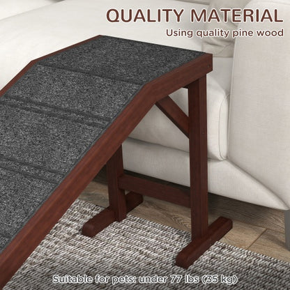 PawHut Dog Ramp for Bed - Non-Slip Carpet Pet Ramp 74x16x25