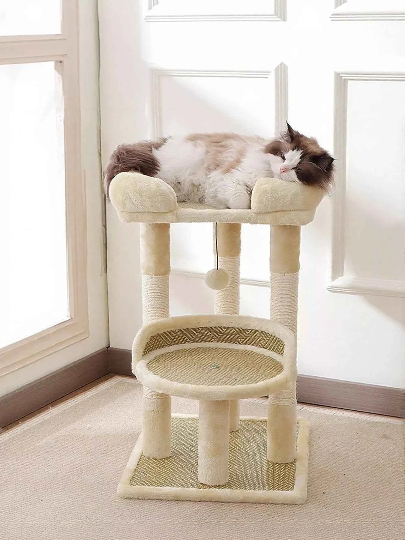 Plush Cat Tree Condo - Multi-Level Scratching Posts