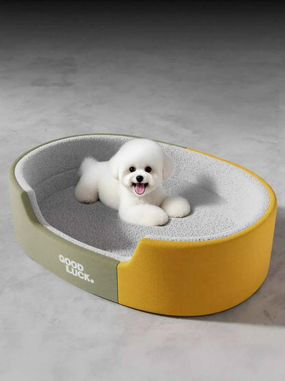 Thickened Oval Two-Tone Plush Pet Nest