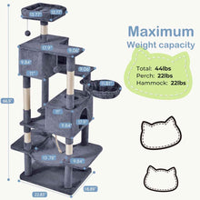 66-Inch Cat Tree Tower - Multi-Level with 2 Condos & Hammock - Purrfect Pet Haven
